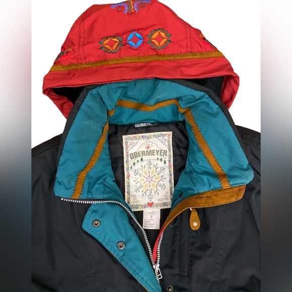 Obermeyer Gallivant ll Embroidered Hooded Ski Jumpsuit  Size petite 8 Teal grey - Picture 7 of 14